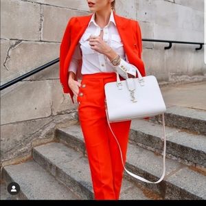 Zara M Bright Red gold button high waisted pants